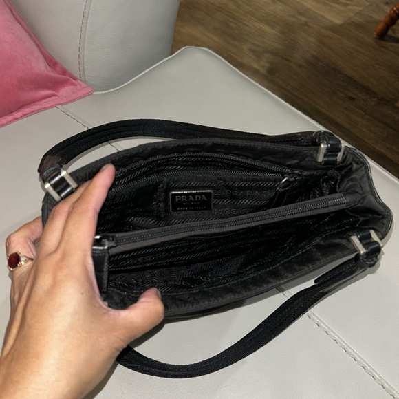 Authentic Prada Soft Calf Trimmed Tessuto Shoulder Bag Size Small - Picture 8 of 9